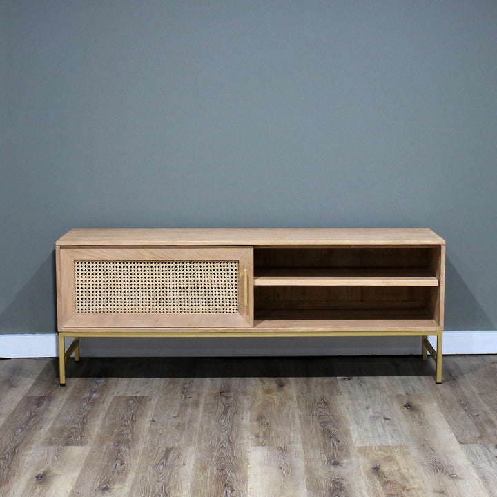 Mala timber and rattan TV unit - sliding door