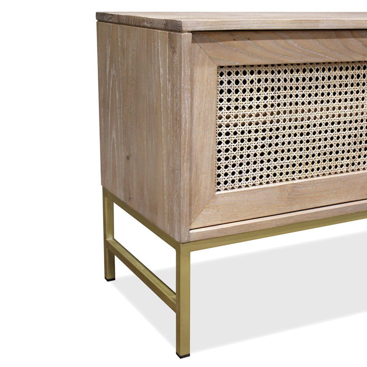 Mala timber and rattan TV unit - sliding door