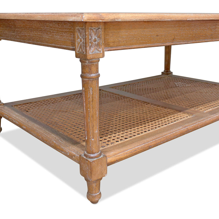 Marseille Mahogany and Rattan Coffee Table