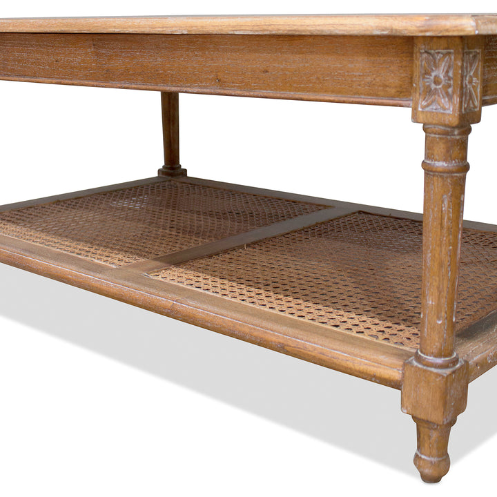 Marseille Mahogany and Rattan Coffee Table