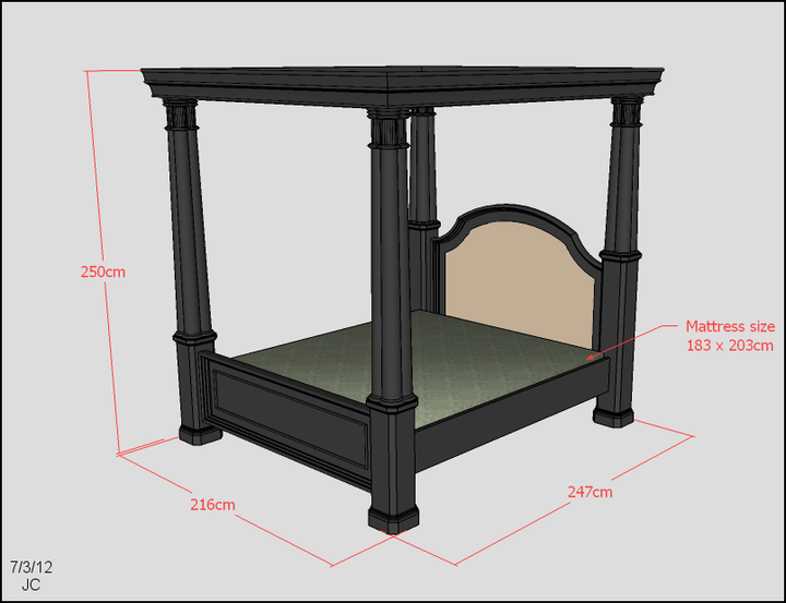 Monticello Four Poster Bed - King size - Wholesale