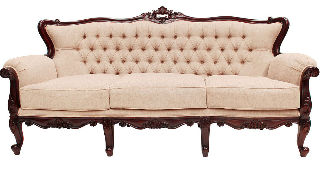 Large Three Seater Carved Couch