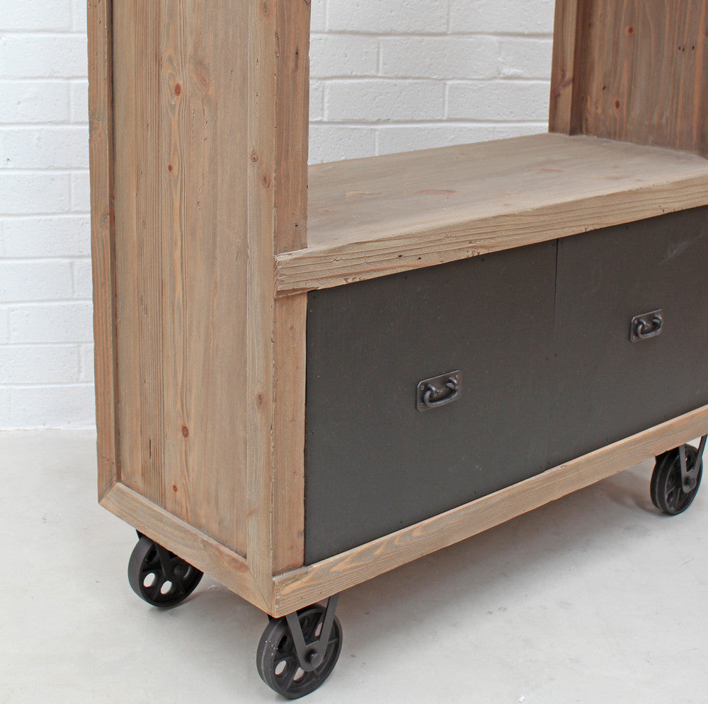 Industrial Bookshelf with Drawers