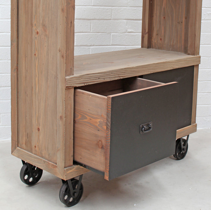 Industrial Bookshelf with Drawers