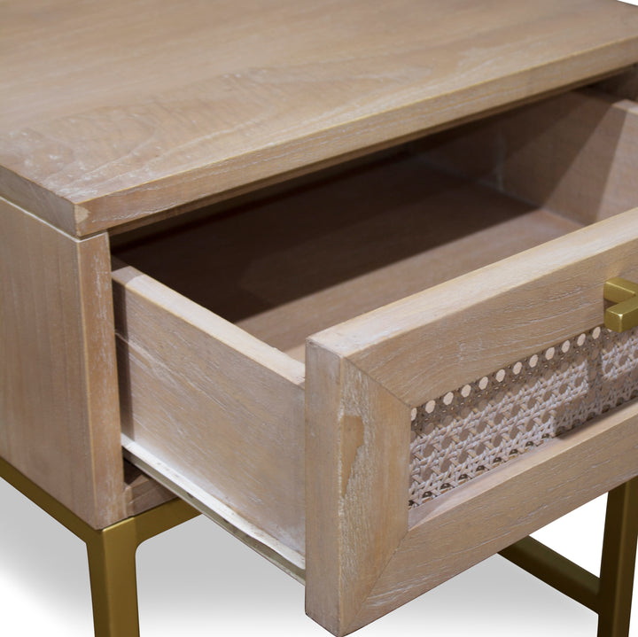 Mala Timber and Rattan Bedside Table